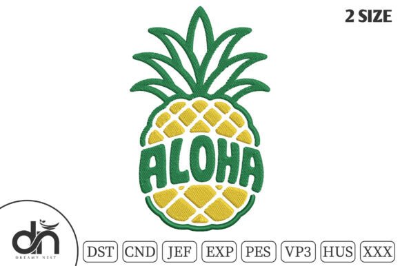 Aloha Pineapple Tropical Embroidery