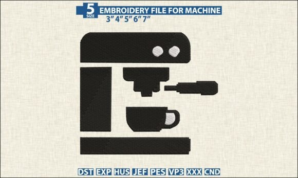 Coffee Maker Embroidery Pattern DST PES