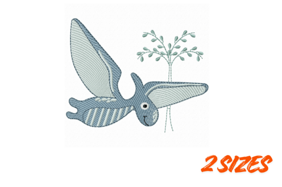 Cute Flying Dinosaur Embroidery Design