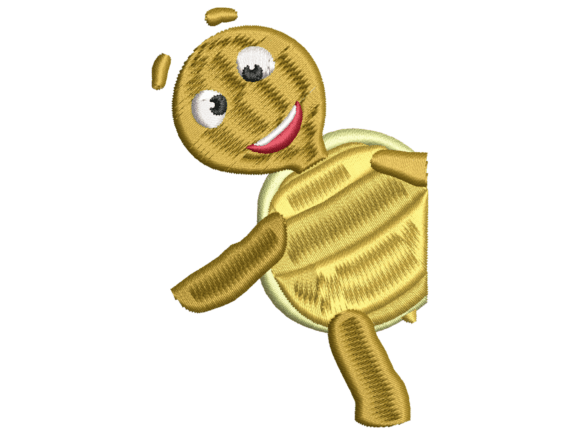 Cute Smiling Turtle Embroidery for Holiday Collections