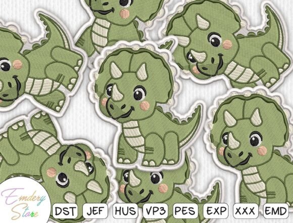 Cute Triceratops Dinosaur Embroidery Review