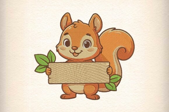 Squirrel with Sign Embroidery Design Review